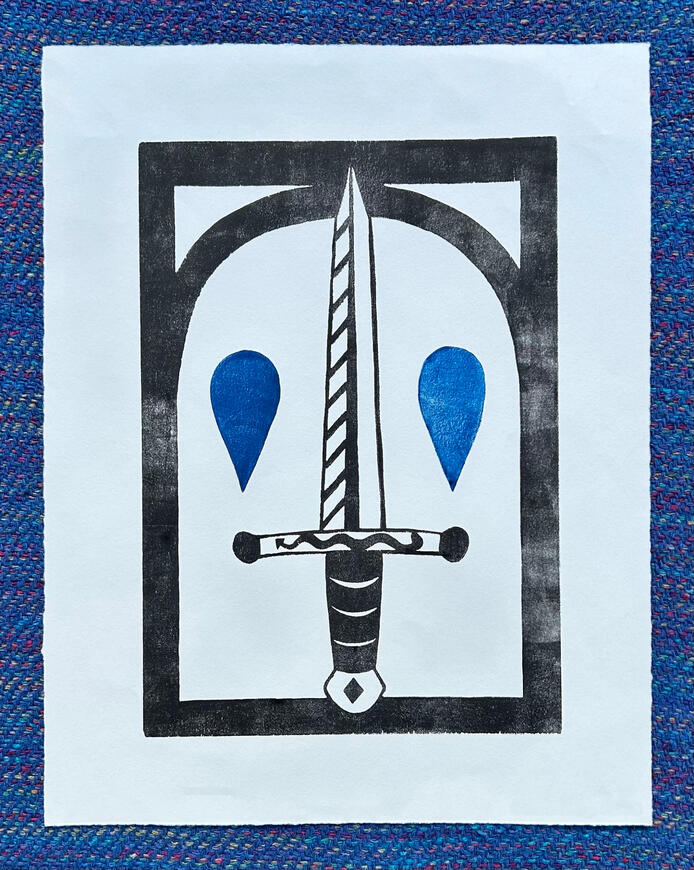 Brutus Iscariot, 2021. Woodcut.
