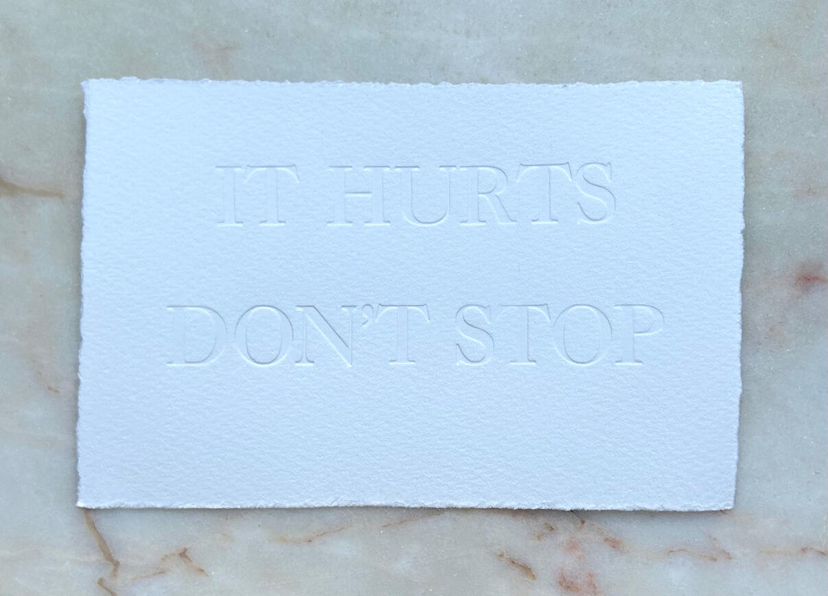 Anatomy of Arousal, 2023. Letterpress blind print.