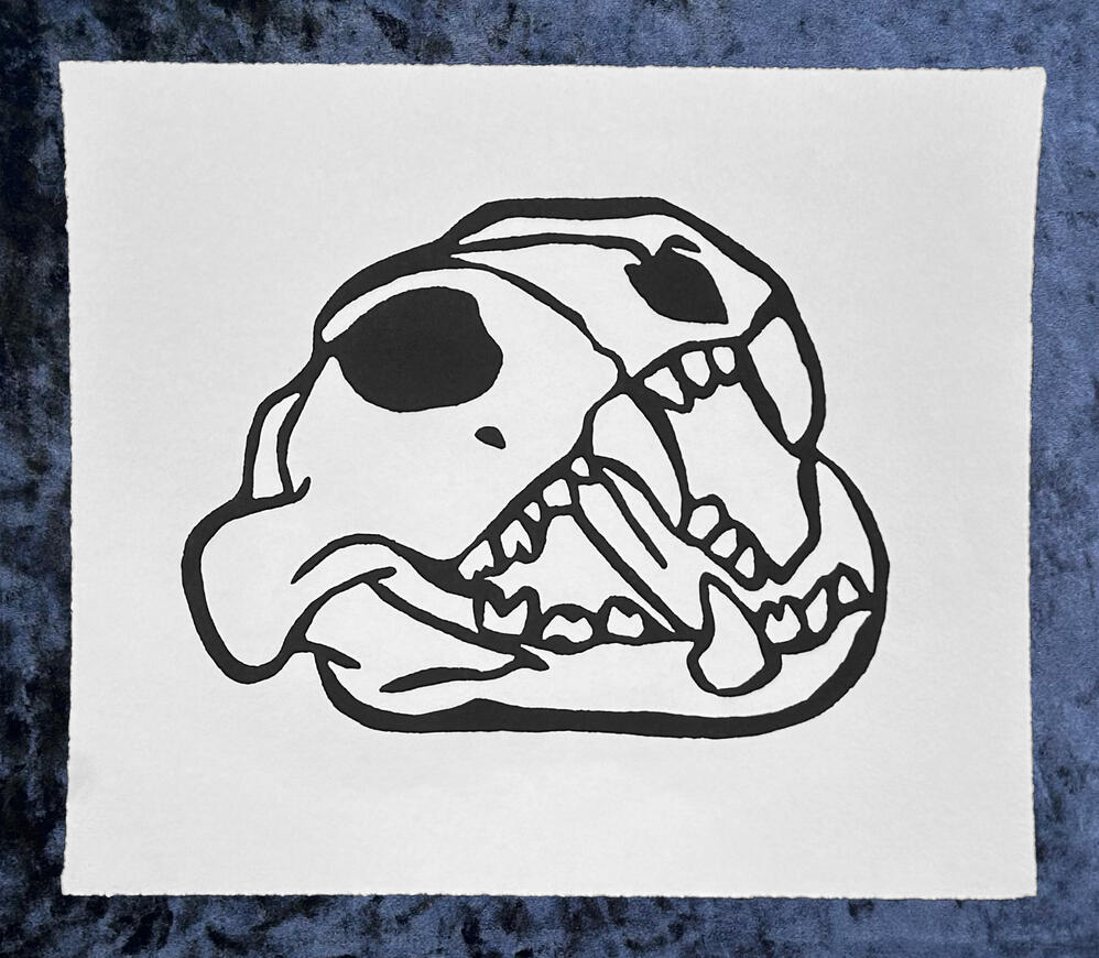 Bite the Hand, 2018. Linocut.
